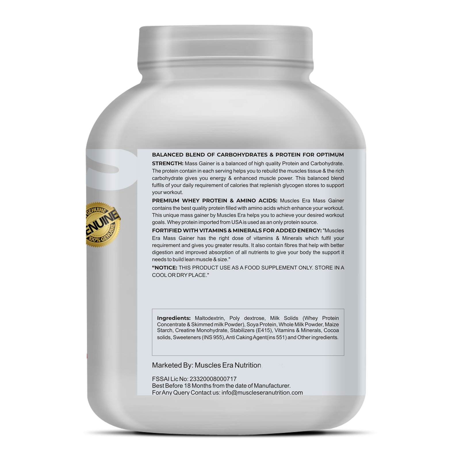 Muscles Era Weight Gainer 3kg - Swiss Chocolate | High Calorie Mass Gainer for Beginners & Fast Weight Gain - Image 3