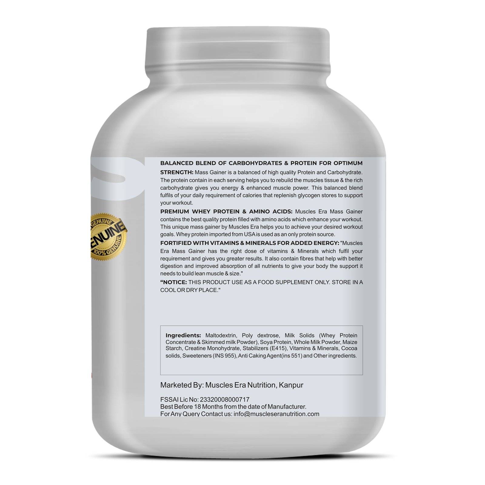 Muscles Era Weight Gainer 6 lbs Strawberry - Image 2