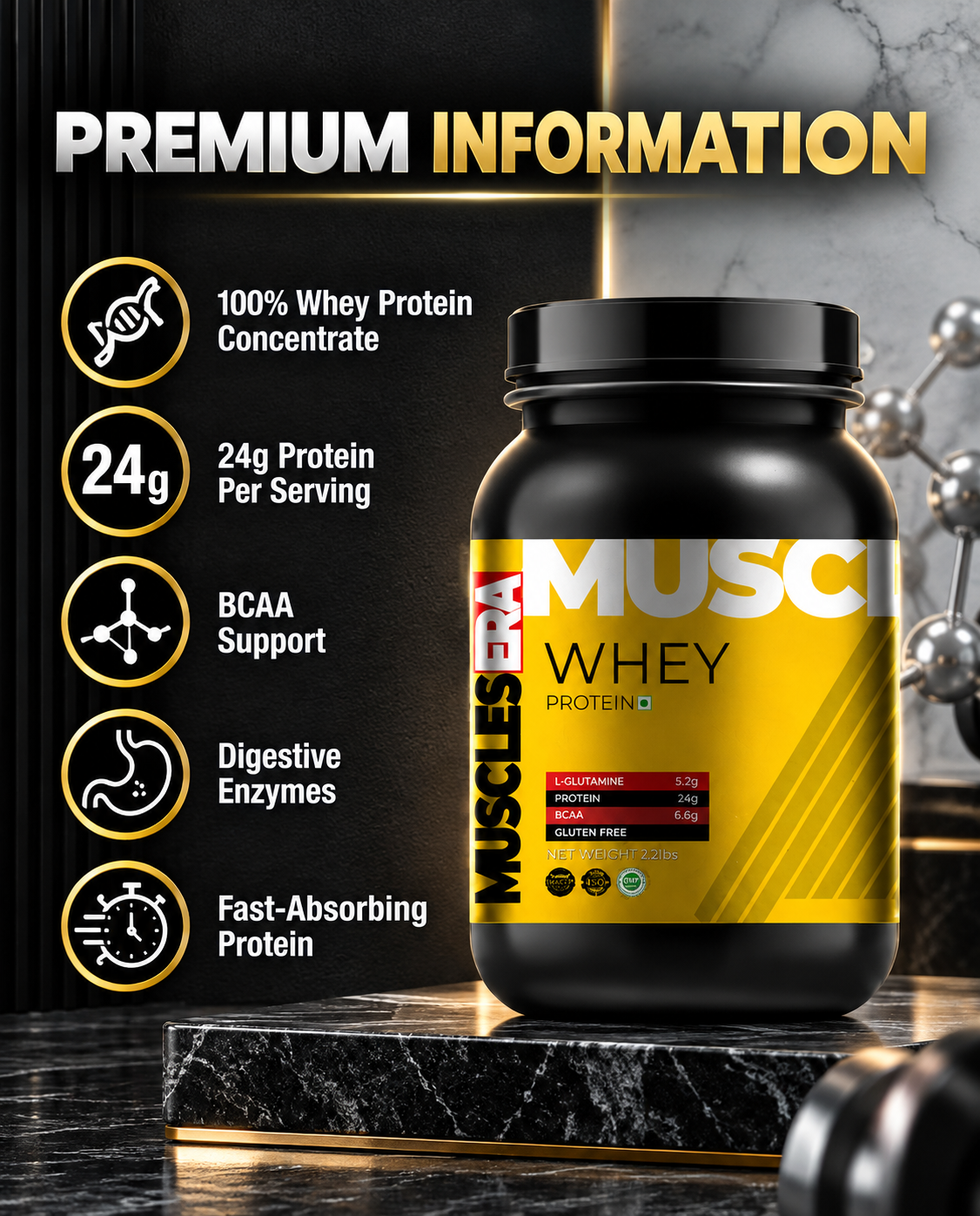 Muscles Era Whey Protein 1 kg – Strawberry - Image 3